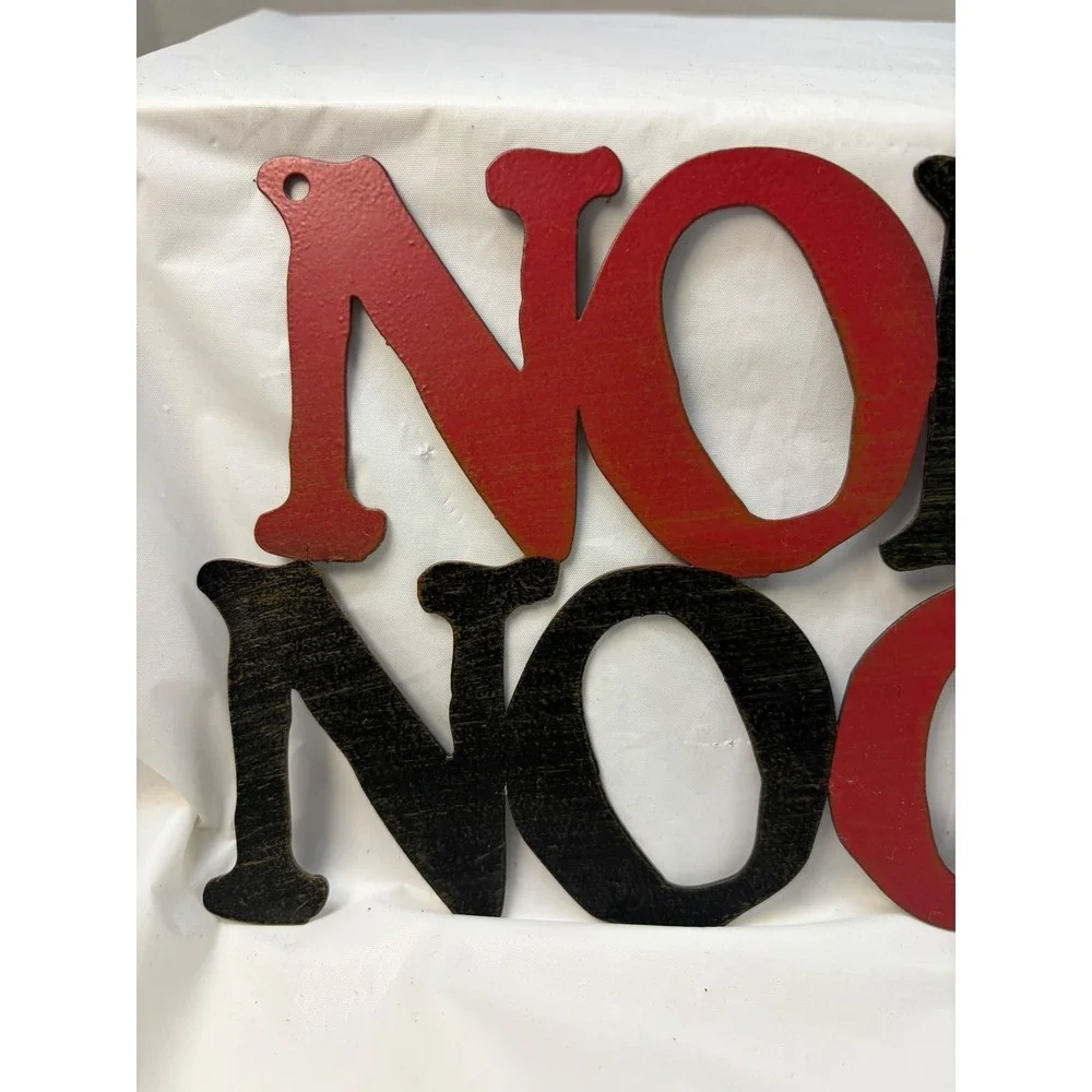 No Pain No Gain Metal Wall Art Sign Gym Decor Red Black Distressed 11.5x5.5